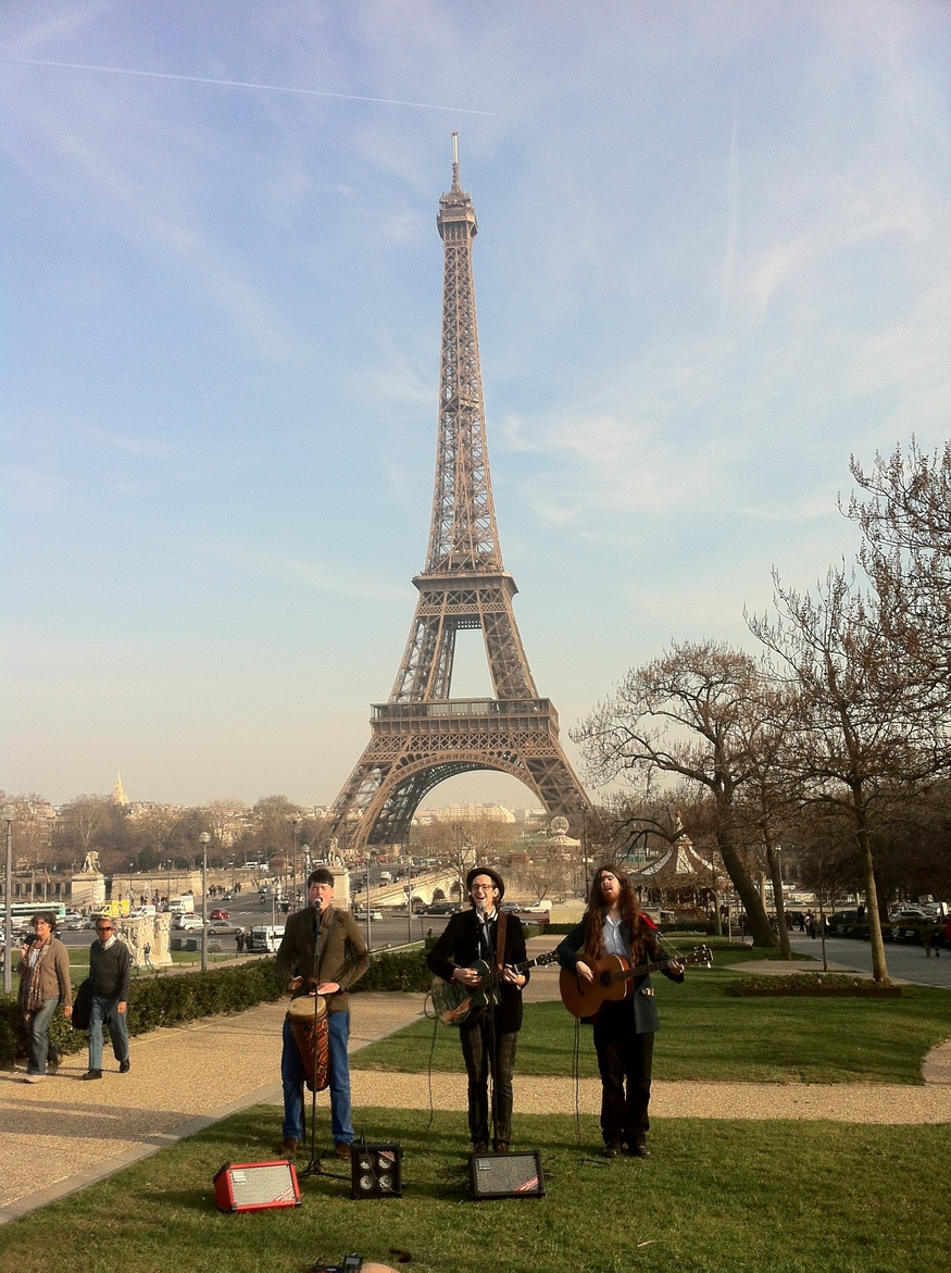 Robbie Boyd enjoy the gardens of the Eiffel Tower