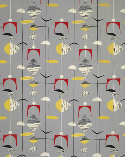 Mobiles, 1952. Roller-printed rayon. Designed by Marian Mahler and manufactured by David Whitehead Ltd. Collection of Jill A Wiltse and H Kirk Brown