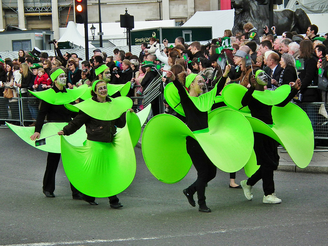 Parade time: green people on St Patrick's Day 2012, by kenjonbro