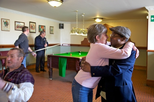 G.B. SCOTLAND. Edinburgh. Centenarian Simon Martinez. D.O.B. February 18th 1910 in Belize. In his local pub which he walks to from his home where he lives independently with family nearby.