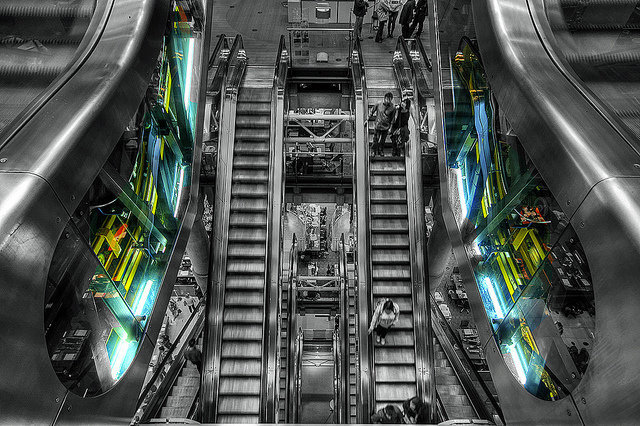Escalators are at the core of the famous Lloyds of London interior, by bobaliciouslondon
