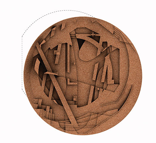 The cork-lined pavilion