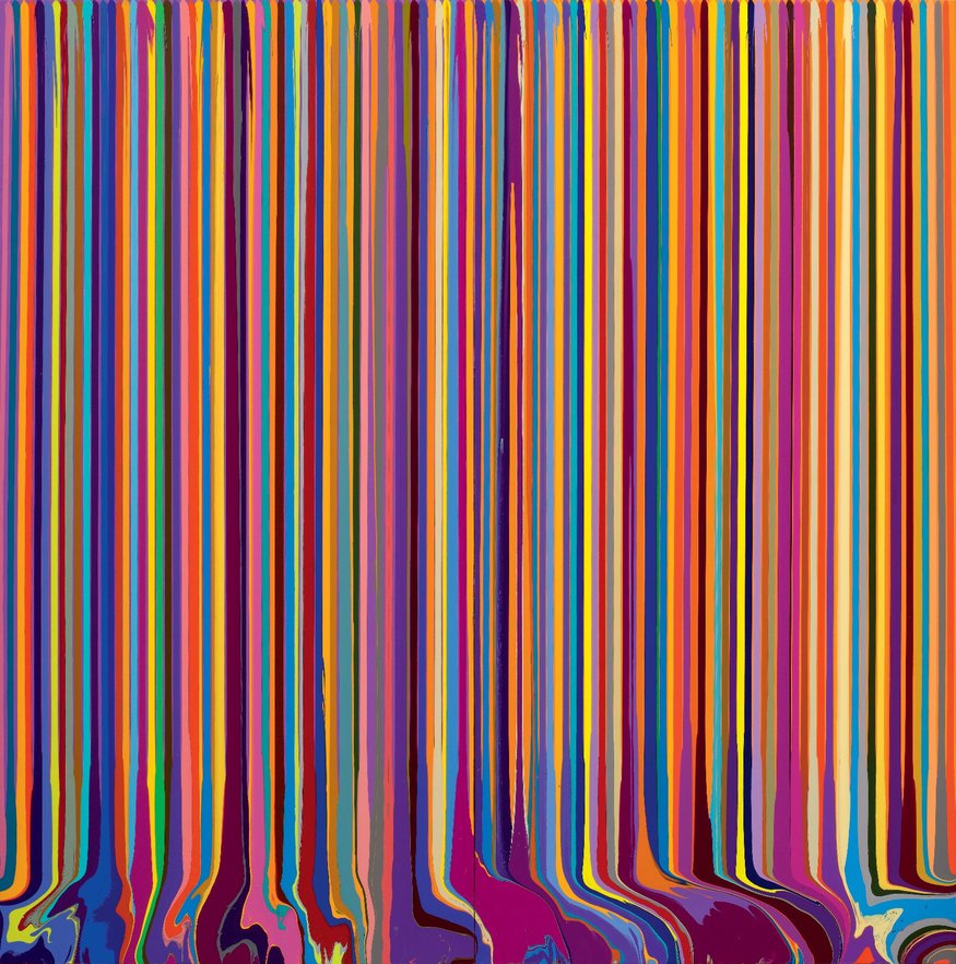 Ian Davenport
 Puddle Painting: Pale Lilac, Yellow (After Bonnard)
 Acrylic
 200 x 200 cm
 Photo courtesy John Bodkin
 