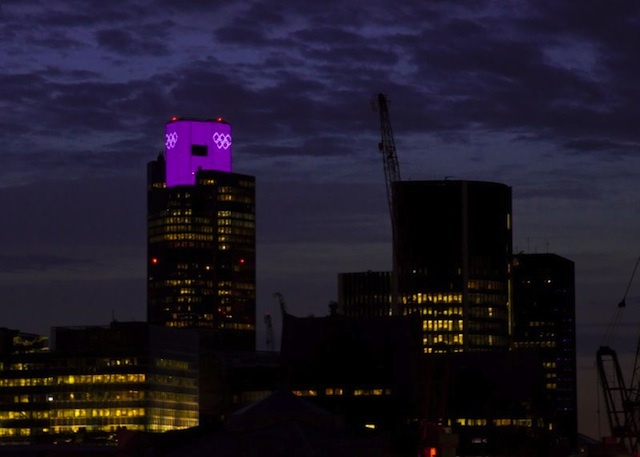 Tower 42 sports its Olympic livery.
