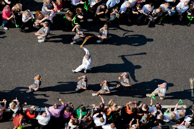 Aerial view of the Torch Relay going through the City by Gary Cohen