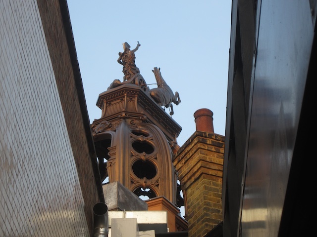 Up on the two-tier smokers' terrace.