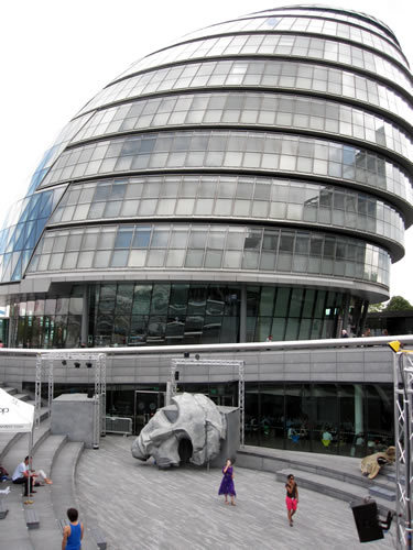 That intriguing mask, with City Hall as its backdrop