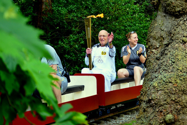 87 year old Paul Freedman on the Barking Park Light Railway / photo by pallab seth