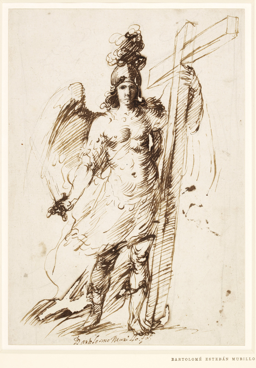 The Archangel Michael, 1655-60, Bartolome Esteban Murillo (1618- 1682). Pen and brown ink, 268 x 189 mm. Copyright of the Trustees of the British Museum