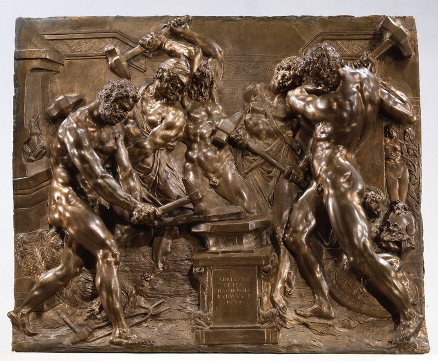 Key. 196
 Adriaen de Vries, Vulcan's Forge, 1611
 Bronze, 47 x 56.5 cm
 Bayerisches Nationalmuseum, Munich
 Photo Copyright Bayerisches Nationalmuseum, Walter Haberland
 