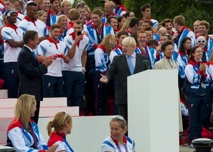 Boris and Cameron exchange pleasantries in front of Team GB. (Andy Thornley)