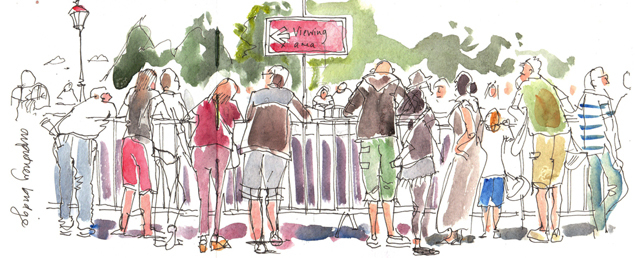 People on Putney Bridge