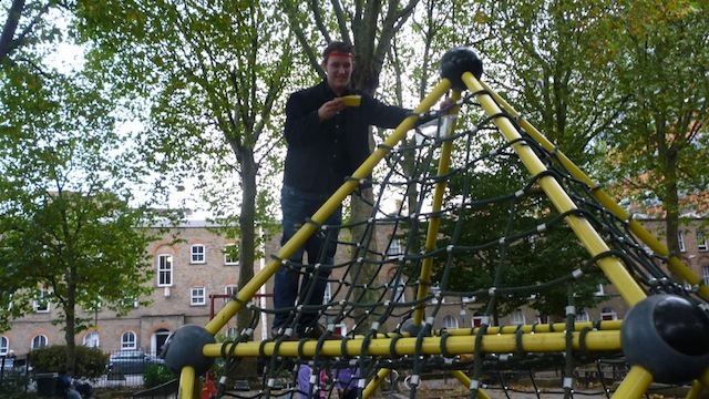 We weren't officially allowed into this playground without a child but Ben was keen to get climbing