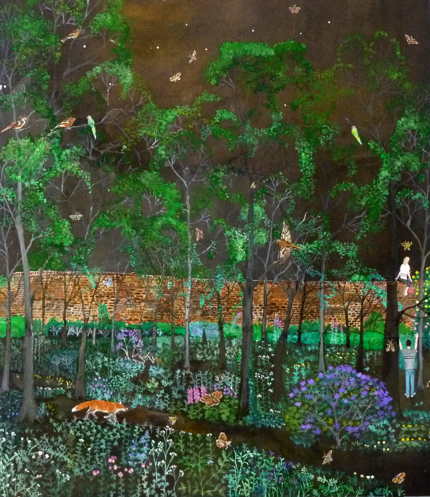 Emma Hwaorth, Midnight Garden. Image courtesy of Rebecca Hossack Art Gallery.