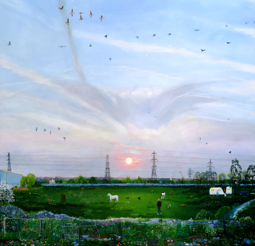 Emma Hwaorth, Sunset over the City. Image courtesy of Rebecca Hossack Art Gallery.