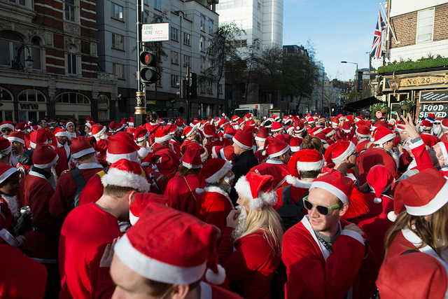 What's the collective noun for that many Santas? Photo by worldoflard
