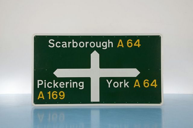 Road Sign - Jock Kinneir &amp; Margaret Calvert, 1964. Image courtesy Design Museum.