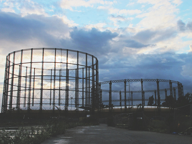 Gas holders by Sainsburys, Ladbroke Grove by worldly images