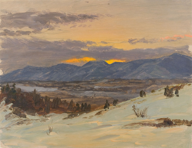 Winter Twilight from Olana Frederic Edwin Church about 1871-2. © New York State Office of Parks, Recreation and Historic Preservation / Olana State Historic Site, Hudson, NY