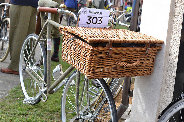 The frame of this bike has been covered in tweed. There was a prize for best decorated bike, although in keeping with professional journalism practice, we have no idea if this won.