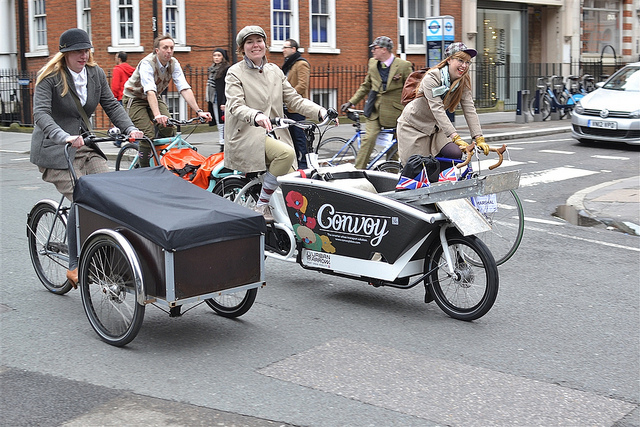 A collection of different shaped bikes were in attendance. This one carrying a ladder for photos.