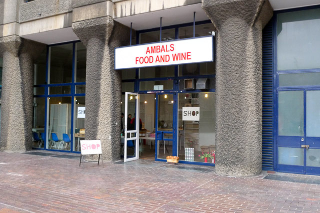 The new Barbican shop in the ground floor of Lauderdale Tower. Previous tenants in this unit include Crispin's and Ambal's Food &amp; Wine, the sign for is still in place.