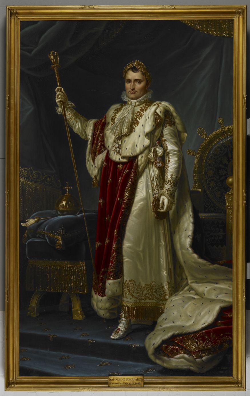 This enormous portrait of Napoleon was painted to inspire loyalty and intimidate critics at a time when the emperor’s power was declining and France was besieged on all sides. The painting was originally hung in the Council Hall of Montpellier but less than a year later, with Napoleon defeated, the painting was removed and returned to the artist with the bill unpaid. Napoleon, J. B Borely, 1813