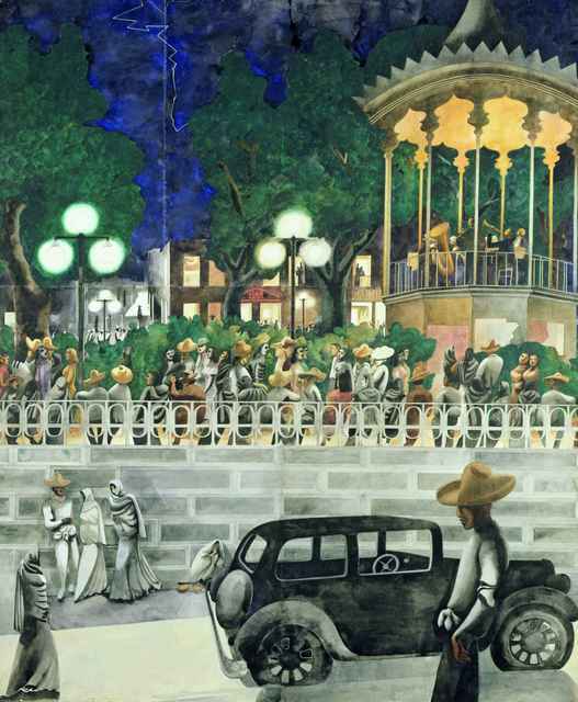 Edward Burra
El Paseo, c. 1938
Watercolour on paper, 
Private collection
Photo Private collection / © Estate of the artist, c/o Lefevre Fine Art Ltd