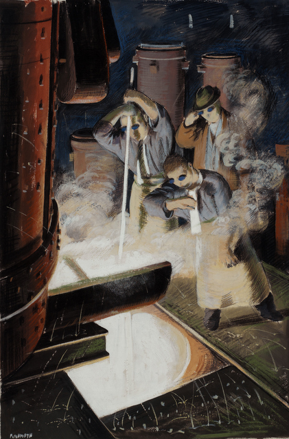Casting an ingot. © IWM (Art.IWM ART LD 249)