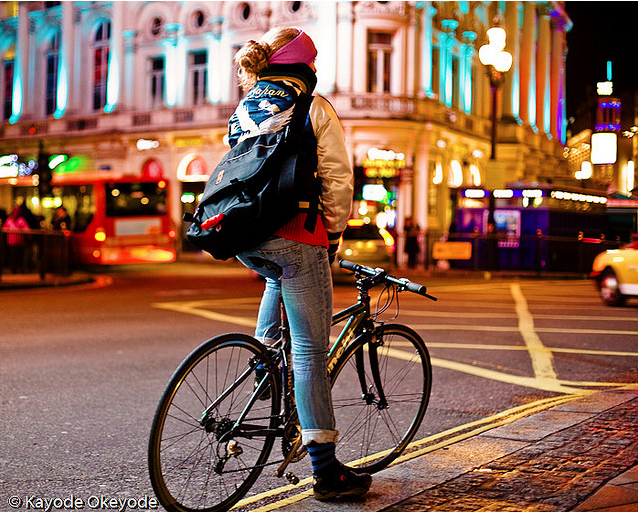 Piccadilly Circus and Cyclist by kayodeok