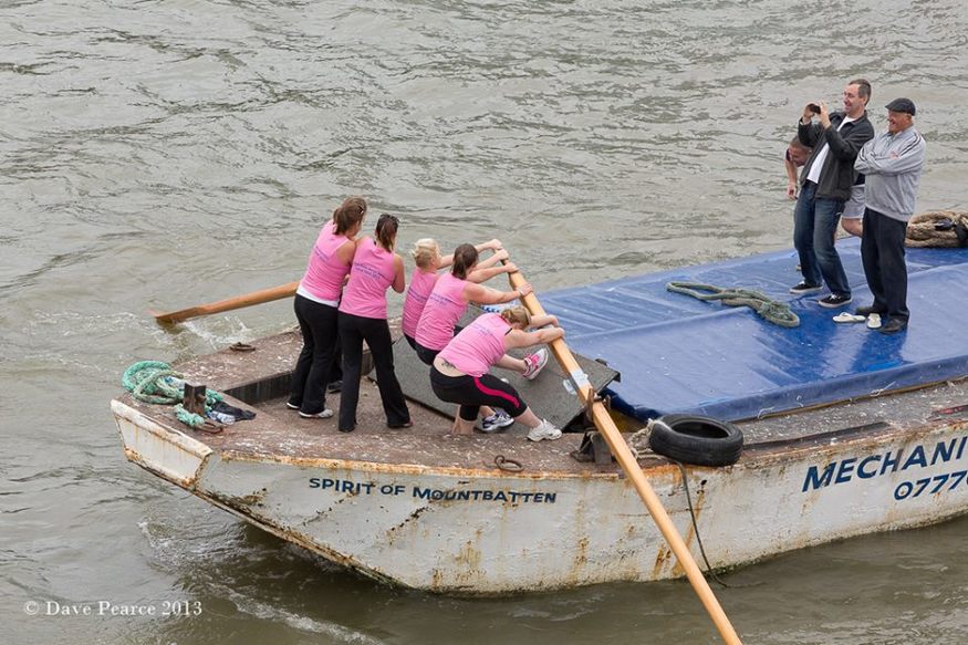 Barge racing (hard work) by Dave Pearce