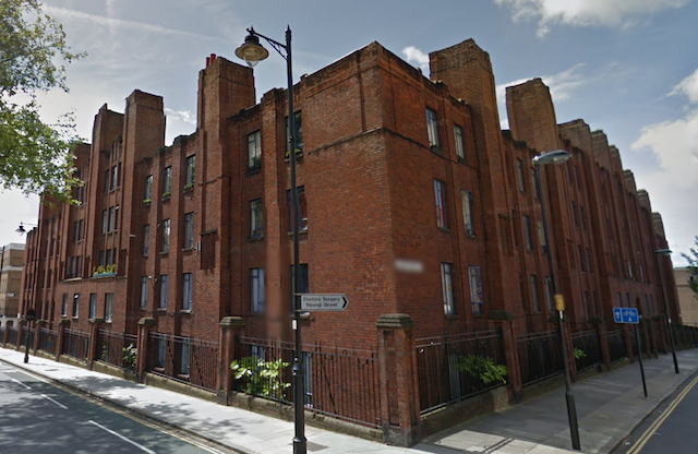 Remind you of the Tardis? This is Charles Rowan House near Rosebery Avenue. It was designed by Gilbert Mackenzie Trench, who also designed the police phone box (and thus the Tardis). Local estate agents no doubt claim that the flats are bigger on the inside.