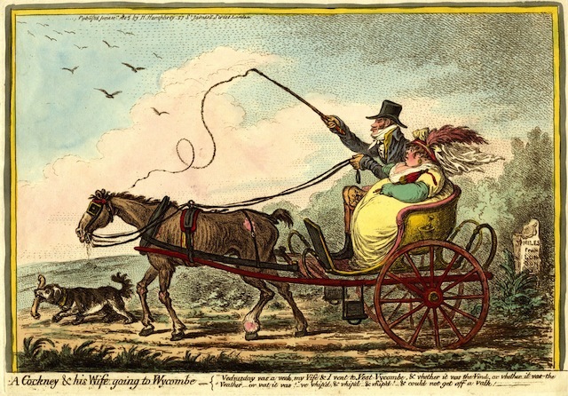 James Gillray. A cockney and his wife going to Wycombe, 1805. (c) British Museum.