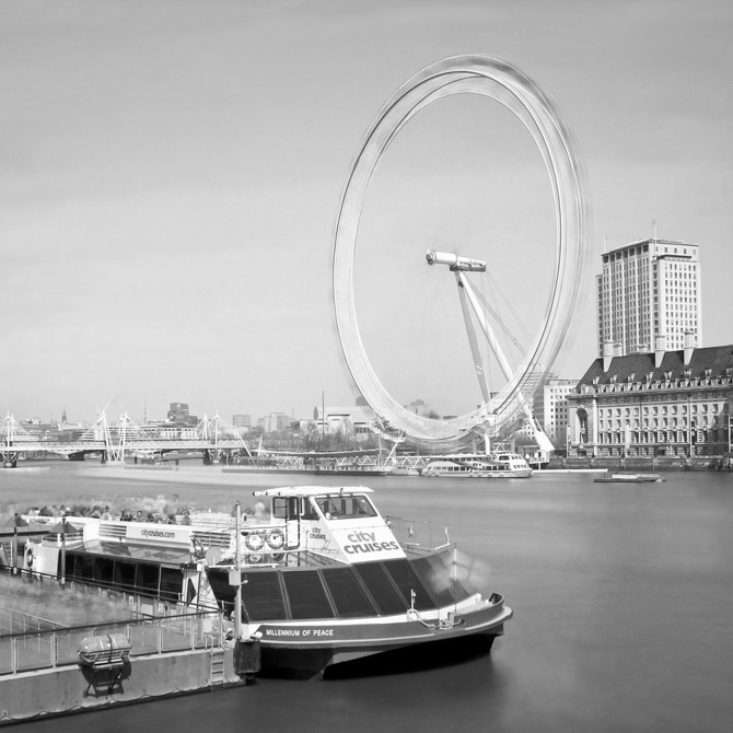 The London Eye appears to turn at breakneck speed.