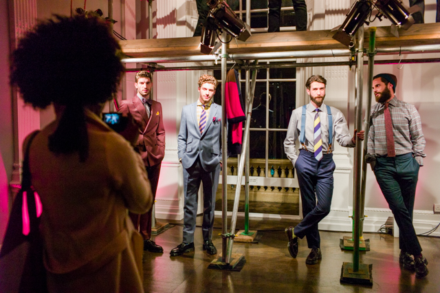 Male models working their pockets at the Thomas Pink show.