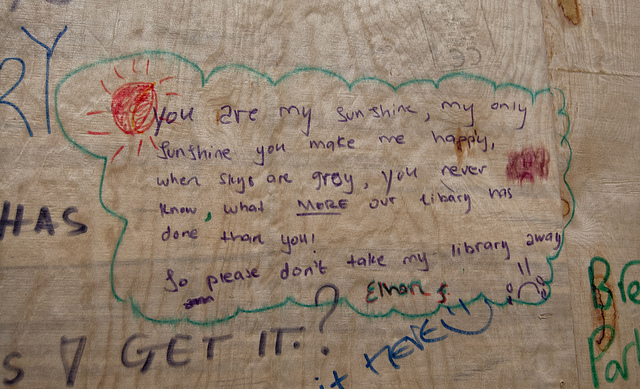 The boarded up Preston Library in Brent - You Are My Sunshine by David Merrigan via Flickr 