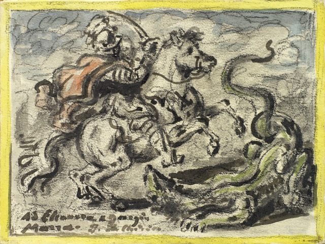Giorgio de Chirico (1888-1978)
St George and the Dragon, 1950s
Private collection. Courtesy Galleria d’Arte Maggiore, Bologna (Italy)