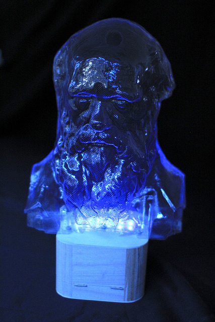 James Mould: 'This sculpture was designed with Darwin’s theory of evolution as the foremost concept. Utilising a nutrient enriched gel, invented as a habitat for the study of ants in zero-gravity, the structure too will change with the progression of time, as the ants excavate a network of tunnels through their new environment.' © UCL, Institute of Making/Robert Eagle