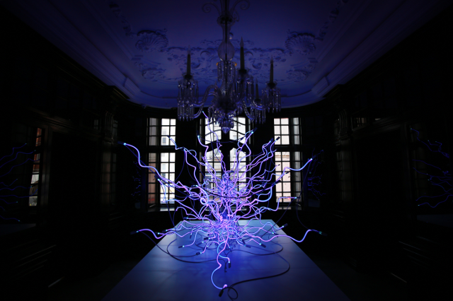Installation: Sapphire Neon Tumbleweeds (Photo: Halcyon Gallery)