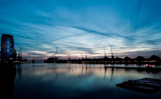 Sunrise at Royal Victoria Dock by Pete via Flickr 