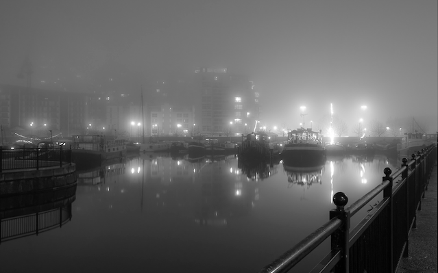 Foggy Poplar Dock at night by Gurpreet via Flickr