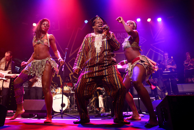 LONDON, ENGLAND - APRIL 27:  Dele Sosimi performs with the Afrobeat Orchestra during the Sundance London Film and Music Festival 2014 at 02 Arena on April 27, 2014 in London, England.  (Photo by Tim P. Whitby/Getty Images for Sundance London) *** Local Caption *** Dele Sosimi