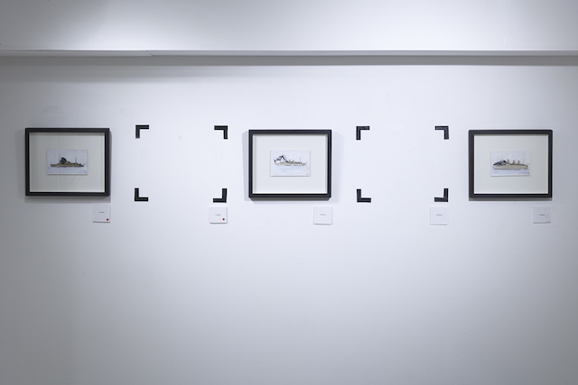 Pablo Delgado uses black tape to indicate the place of the painting, which is not actually there