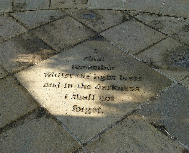 Paving stone at the entrance of Camberwell Cemetery, by helenoftheways on Flickr 