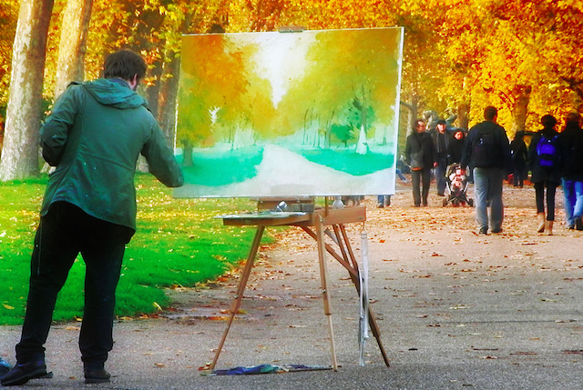 Painting trees in Kensington Gardens, photo by Where The Art Is on Flickr 