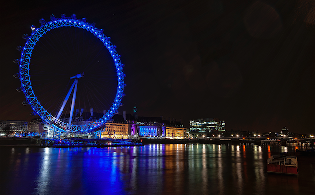 London Eye lit up in blue, by Tony on Flickr 