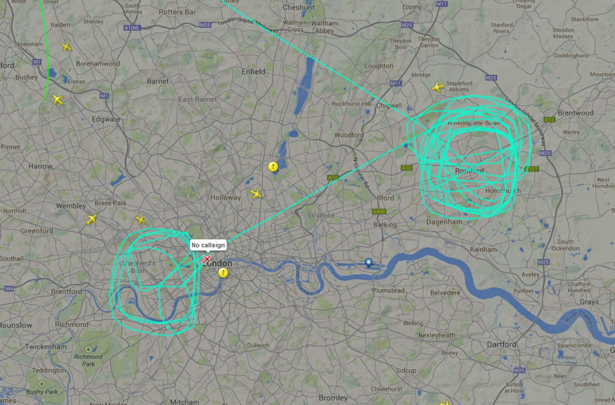 The second plane - courtesy of Flight Radar 24