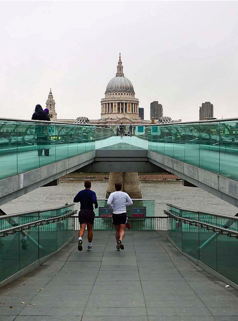 Running along Millennium Bridge, by Kath