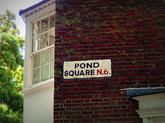 Pond Square sign in Highgate, by HoosierSands