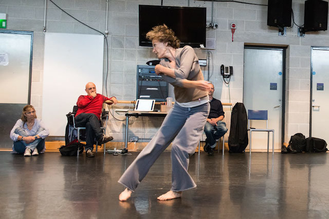 Rehearsal for Elixir directed by Jonathan Burrows. With the Elixir Festival Sadler’s Wells presents its largest ever celebration of lifelong creativity and the contribution of older. To be performed in September 2014 Sadler’s Wells Theatre, London. Featuring Christopher Bannerman, Kenneth Tharp, Linda Gibbs,
Brian Bertscher, Anne Donnelly, Lizie Giraudeau, Betsy Gregory & Geraldine Morris. Picture shows Lizie Giraudeau.